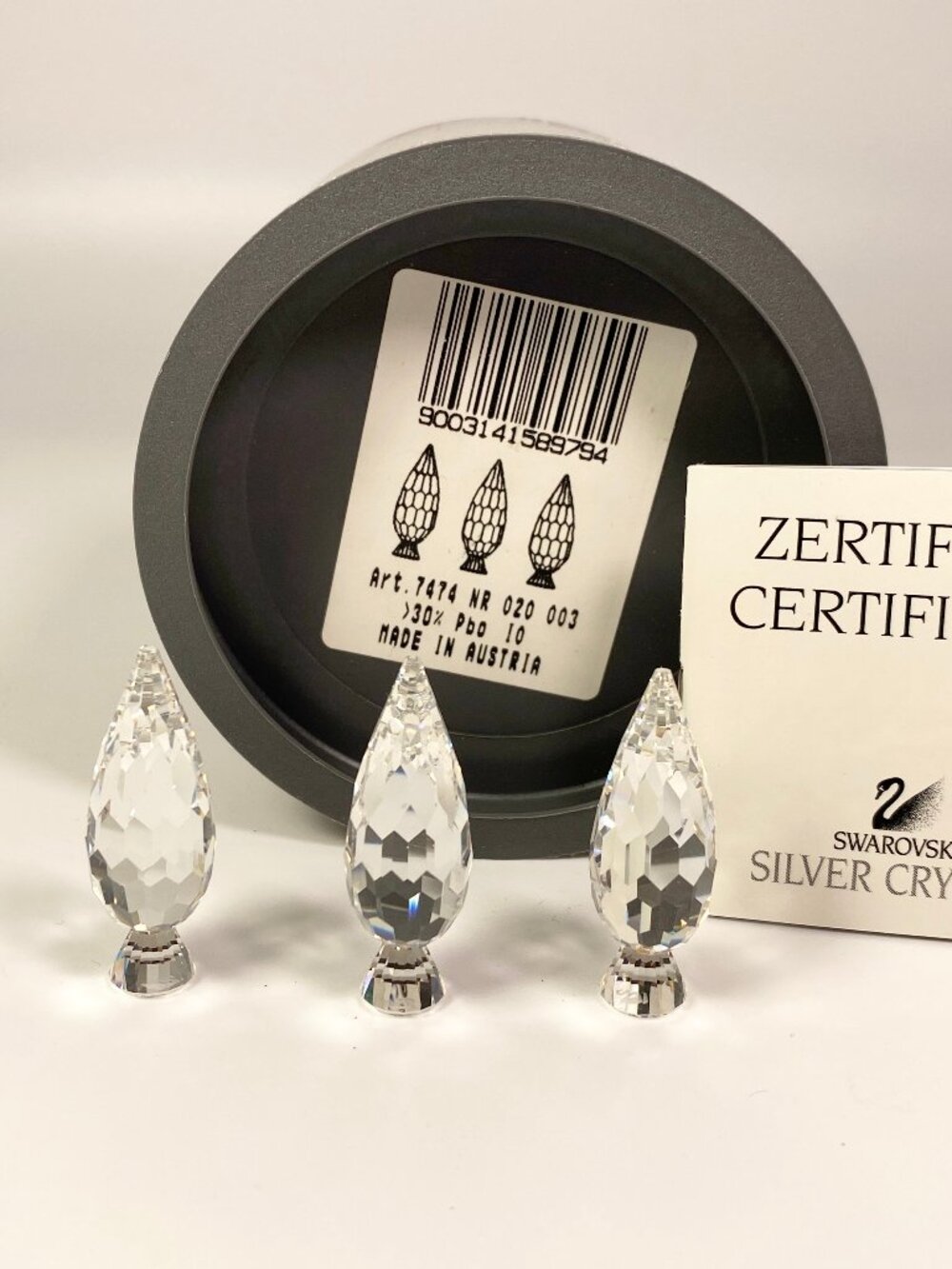 RARE !!  Retired Set Of Three Swarovski Crystal Poplar Trees with box and CoA